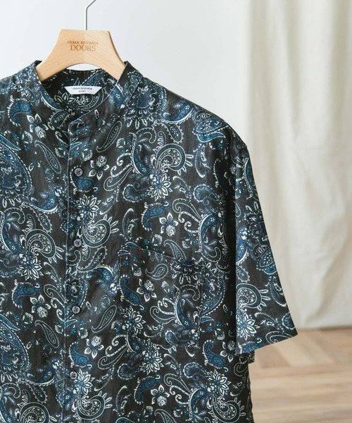 URBAN RESEARCH DOORS（アーバンリサーチドアーズ）の「『XLサイズ/WEB限定』シルケットリネン バンドカラーショートスリーブシャツ（シャツ/ブラウス・メンズ・アイボリー/オリーブ/ライトブルー/インディゴブルー/オレンジ・LARGE/X-LARGE/MEDIUM）」の3枚目の写真