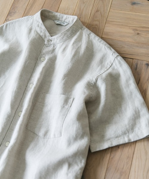 URBAN RESEARCH DOORS（アーバンリサーチドアーズ）の「『XLサイズ/WEB限定』シルケットリネン バンドカラーショートスリーブシャツ（シャツ/ブラウス・メンズ・アイボリー/オリーブ/ライトブルー/インディゴブルー/オレンジ・LARGE/X-LARGE/MEDIUM）」の2枚目の写真