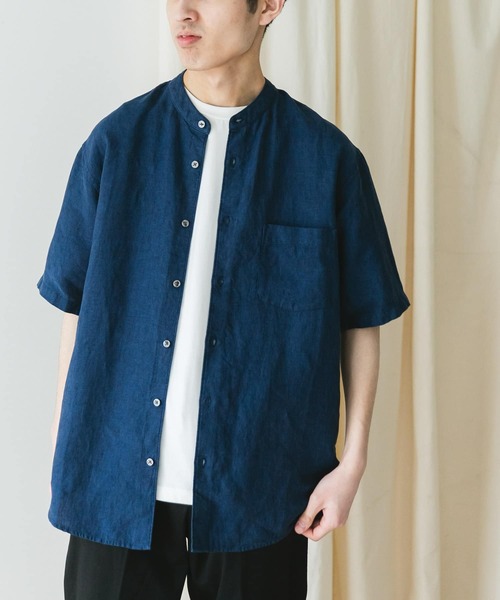 URBAN RESEARCH DOORS（アーバンリサーチドアーズ）の「『XLサイズ/WEB限定』シルケットリネン バンドカラーショートスリーブシャツ（シャツ/ブラウス・メンズ・アイボリー/オリーブ/ライトブルー/インディゴブルー/オレンジ・LARGE/X-LARGE/MEDIUM）」の21枚目の写真