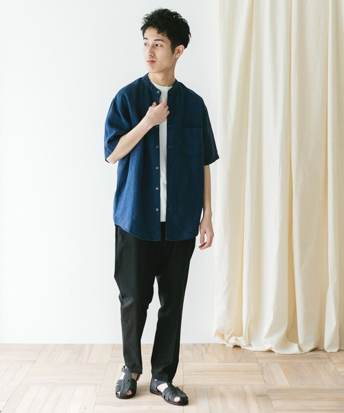 URBAN RESEARCH DOORS（アーバンリサーチドアーズ）の「『XLサイズ/WEB限定』シルケットリネン バンドカラーショートスリーブシャツ（シャツ/ブラウス・メンズ・アイボリー/オリーブ/ライトブルー/インディゴブルー/オレンジ・LARGE/X-LARGE/MEDIUM）」の18枚目の写真