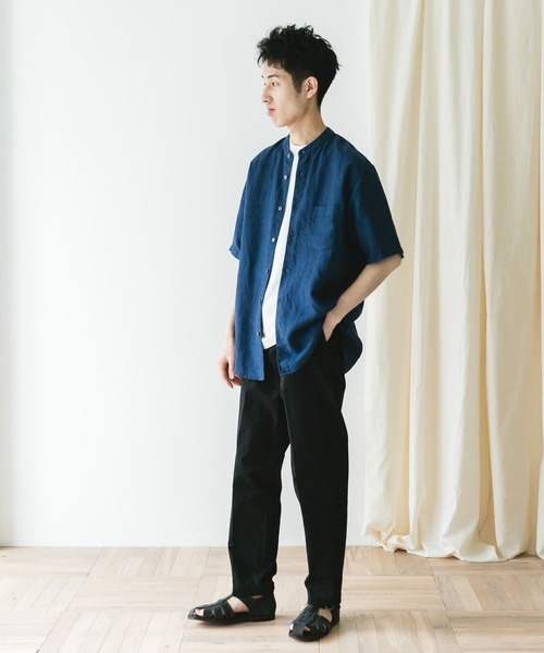 URBAN RESEARCH DOORS（アーバンリサーチドアーズ）の「『XLサイズ/WEB限定』シルケットリネン バンドカラーショートスリーブシャツ（シャツ/ブラウス・メンズ・アイボリー/オリーブ/ライトブルー/インディゴブルー/オレンジ・LARGE/X-LARGE/MEDIUM）」の17枚目の写真