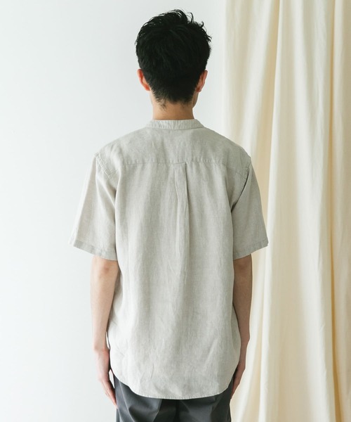 URBAN RESEARCH DOORS（アーバンリサーチドアーズ）の「『XLサイズ/WEB限定』シルケットリネン バンドカラーショートスリーブシャツ（シャツ/ブラウス・メンズ・アイボリー/オリーブ/ライトブルー/インディゴブルー/オレンジ・LARGE/X-LARGE/MEDIUM）」の14枚目の写真