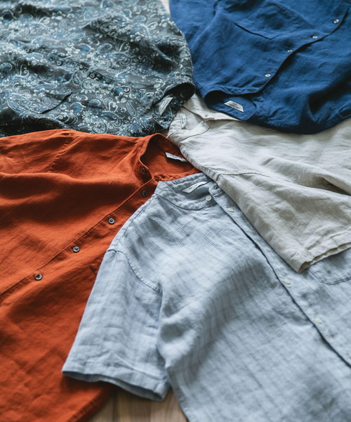 URBAN RESEARCH DOORS（アーバンリサーチドアーズ）の「『XLサイズ/WEB限定』シルケットリネン バンドカラーショートスリーブシャツ（シャツ/ブラウス・メンズ・アイボリー/オリーブ/ライトブルー/インディゴブルー/オレンジ・LARGE/X-LARGE/MEDIUM）」の13枚目の写真