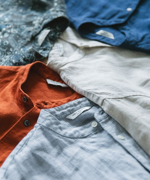 URBAN RESEARCH DOORS（アーバンリサーチドアーズ）の「『XLサイズ/WEB限定』シルケットリネン バンドカラーショートスリーブシャツ（シャツ/ブラウス・メンズ・アイボリー/オリーブ/ライトブルー/インディゴブルー/オレンジ・LARGE/X-LARGE/MEDIUM）」の10枚目の写真