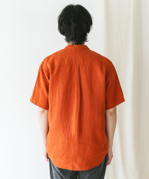 URBAN RESEARCH DOORS（アーバンリサーチドアーズ）の「『XLサイズ/WEB限定』シルケットリネン バンドカラーショートスリーブシャツ（シャツ/ブラウス・メンズ・アイボリー/オリーブ/ライトブルー/インディゴブルー/オレンジ・LARGE/X-LARGE/MEDIUM）」の9枚目の写真