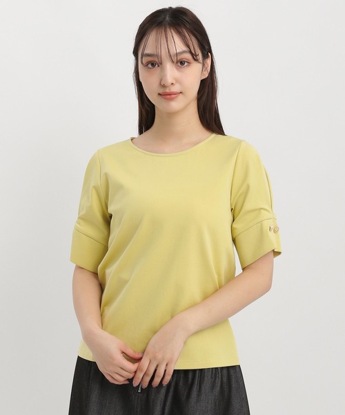 Andemiu(アンデミュウ)の「ソデボタンカットTシャツ451396(Tシャツ/カットソー・レディース・ブラック/チャコールグレー/ライム/オフホワイト/ブルー・FREE)」の21枚目の写真