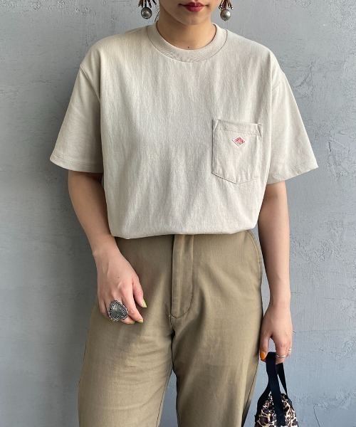 ダントン DANTON Vetements de Travail 半袖Tシャツ クルーネック ポケット ロゴ ワンポイント 36 S 茶 ブラウン /AH19 ■GY12 DANTON/ダントン] ワンポイントロゴ ポケットTシャツ（Tシャツ