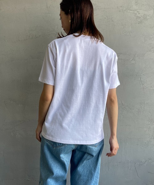 DANTON（ダントン）の「[DANTON/ダントン] ワンポイントロゴ ポケットTシャツ（Tシャツ/カットソー・レディース・ネイビー/グレイッシュベージュ/ホワイト/ライトグレー/チャコールグレー・S/M/XS）」の13枚目の写真