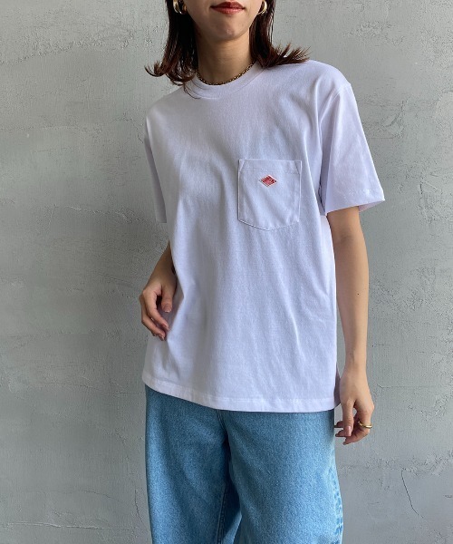 DANTON（ダントン）の「[DANTON/ダントン] ワンポイントロゴ ポケットTシャツ（Tシャツ/カットソー・レディース・ネイビー/グレイッシュベージュ/ホワイト/ライトグレー/チャコールグレー・S/M/XS）」の18枚目の写真