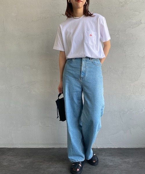 DANTON（ダントン）の「[DANTON/ダントン] ワンポイントロゴ ポケットTシャツ（Tシャツ/カットソー・レディース・ネイビー/グレイッシュベージュ/ホワイト/ライトグレー/チャコールグレー・S/M/XS）」の16枚目の写真