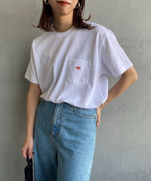 DANTON（ダントン）の「[DANTON/ダントン] ワンポイントロゴ ポケットTシャツ（Tシャツ/カットソー・レディース・ネイビー/グレイッシュベージュ/ホワイト/ライトグレー/チャコールグレー・S/M/XS）」の14枚目の写真