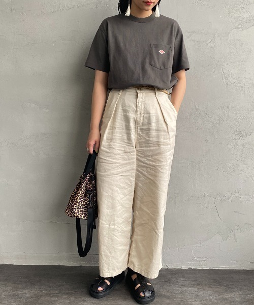 DANTON（ダントン）の「[DANTON/ダントン] ワンポイントロゴ ポケットTシャツ（Tシャツ/カットソー・レディース・ネイビー/グレイッシュベージュ/ホワイト/ライトグレー/チャコールグレー・S/M/XS）」の7枚目の写真