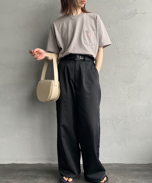 DANTON（ダントン）の「[DANTON/ダントン] ワンポイントロゴ ポケットTシャツ（Tシャツ/カットソー・レディース・ネイビー/グレイッシュベージュ/ホワイト/ライトグレー/チャコールグレー・S/M/XS）」の8枚目の写真
