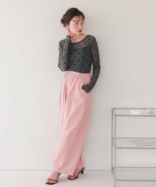 titivate(ティティベイト)の「シアーフラワーフロッキートップス(Tシャツ/カットソー・レディース・グレー/ブラック/アイボリー・FREE)」の19枚目の写真