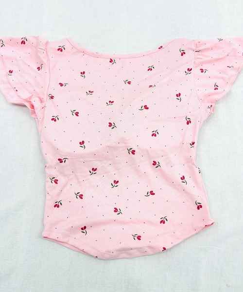 VIBGYOR（ヴィブジョー）の「小花モチーフ チビリボン コンパクト Tシャツ(CZ)（Tシャツ/カットソー・レディース・ブラック/ピンク/ブルー/アイボリー・FREE）」の22枚目の写真