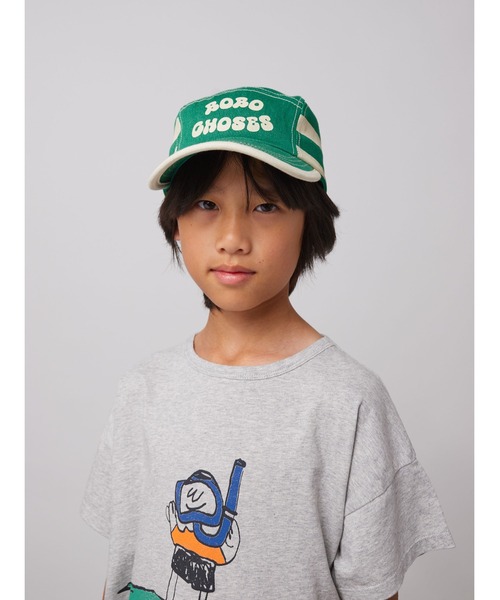 BOBO CHOSES(ボボショーズ)の「Bobo Choses Green Stripes cap(キャップ・キッズ・ライトグリーン・HEAD52/HEAD54)」の1枚目の写真