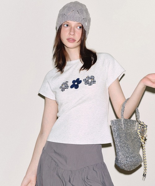 フラワーパッチ ラグランスリーブ 半袖Tシャツ FC25S212【Fano