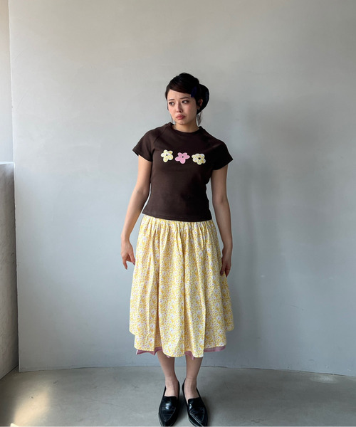 フラワーパッチ ラグランスリーブ 半袖Tシャツ FC25S212【Fano