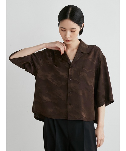 MIESROHE(ミースロエ)の「cloudyジャガードオープンカラーシャツ(シャツ/ブラウス・レディース・ブラウン/ホワイト・FREE)」の7枚目の写真