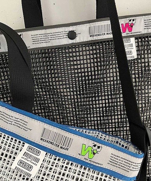 WEEKEND(ER)(ウィークエンダー)の「WEEKEND(ER) ウィークエンダー LARGE MESH TOTE BAG 2WAY メッシュ トート ショルダーバッグ(ショルダーバッグ・メンズ・ホワイト/ブラック・FREE)」の5枚目の写真