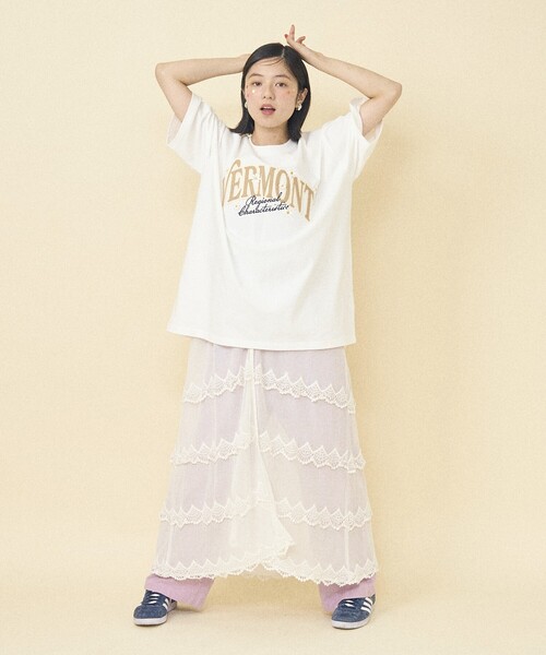 FREAK'S STORE(フリークスストア)の「ビッグロゴデイジーTシャツ刺繍ロゴTシャツ/ビッグシルエットTシャツ(Tシャツ/カットソー・レディース・チャコールグレー/グレー/オフホワイト・フリ-)」の4枚目の写真