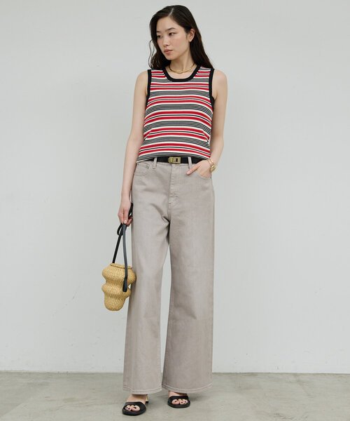 GALLARDAGALANTE（ガリャルダガランテ）の「ワイドストレートデニム（デニムパンツ・レディース・ブルー/ライトグレー・0/1）」の6枚目の写真