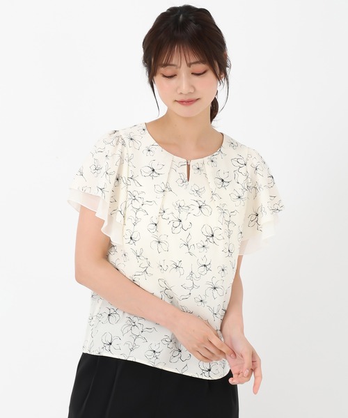 MISCH MASCH(ミッシュマッシュ)の「金ホックダブルフレア袖ブラウス(シャツ/ブラウス・レディース・ホワイト/ホワイト×ブラック/ブラック/ブルー・フリ-)」の11枚目の写真