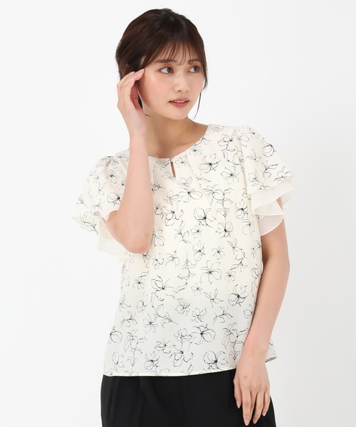 MISCH MASCH(ミッシュマッシュ)の「金ホックダブルフレア袖ブラウス(シャツ/ブラウス・レディース・ホワイト/ホワイト×ブラック/ブラック/ブルー・フリ-)」の10枚目の写真