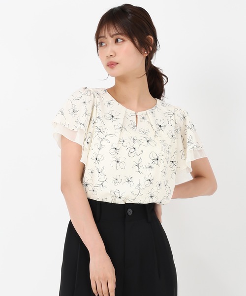 MISCH MASCH(ミッシュマッシュ)の「金ホックダブルフレア袖ブラウス(シャツ/ブラウス・レディース・ホワイト/ホワイト×ブラック/ブラック/ブルー・フリ-)」の9枚目の写真