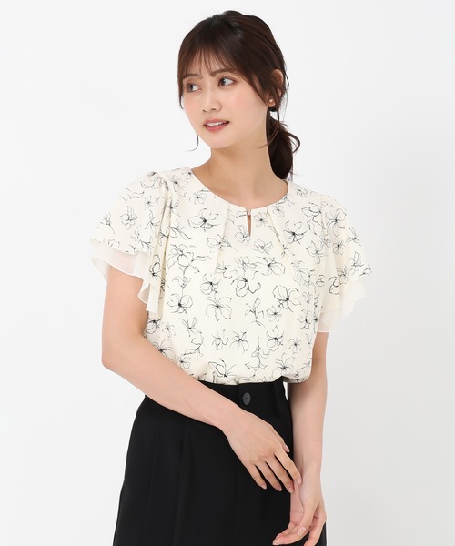 MISCH MASCH(ミッシュマッシュ)の「金ホックダブルフレア袖ブラウス(シャツ/ブラウス・レディース・ホワイト/ホワイト×ブラック/ブラック/ブルー・フリ-)」の8枚目の写真