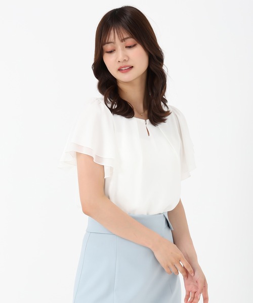 MISCH MASCH(ミッシュマッシュ)の「金ホックダブルフレア袖ブラウス(シャツ/ブラウス・レディース・ホワイト/ホワイト×ブラック/ブラック/ブルー・フリ-)」の22枚目の写真