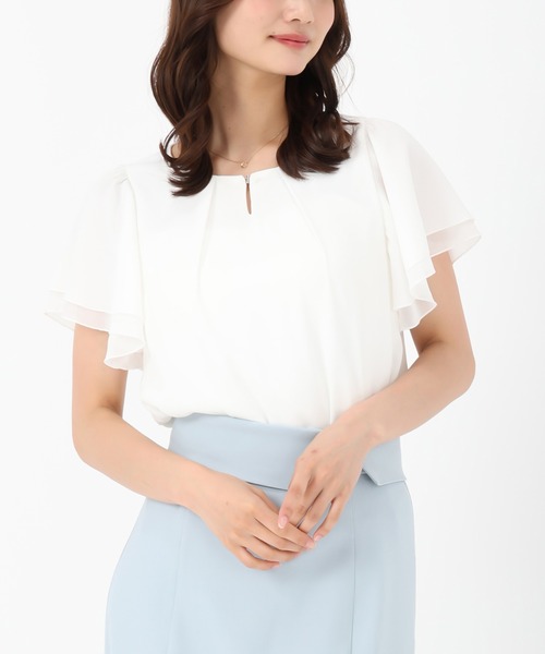 MISCH MASCH(ミッシュマッシュ)の「金ホックダブルフレア袖ブラウス(シャツ/ブラウス・レディース・ホワイト/ホワイト×ブラック/ブラック/ブルー・フリ-)」の8枚目の写真