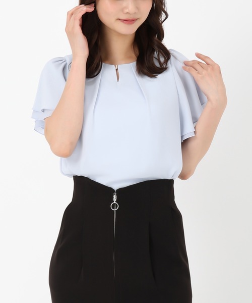 MISCH MASCH(ミッシュマッシュ)の「金ホックダブルフレア袖ブラウス(シャツ/ブラウス・レディース・ホワイト/ホワイト×ブラック/ブラック/ブルー・フリ-)」の9枚目の写真