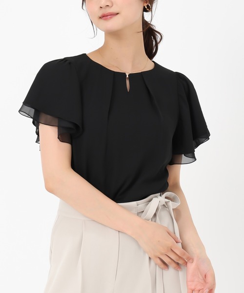 MISCH MASCH(ミッシュマッシュ)の「金ホックダブルフレア袖ブラウス(シャツ/ブラウス・レディース・ホワイト/ホワイト×ブラック/ブラック/ブルー・フリ-)」の10枚目の写真