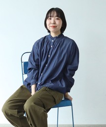 PAR ICI | ライトオンスデニム スタンドフリルブラウス(シャツ/ブラウス)