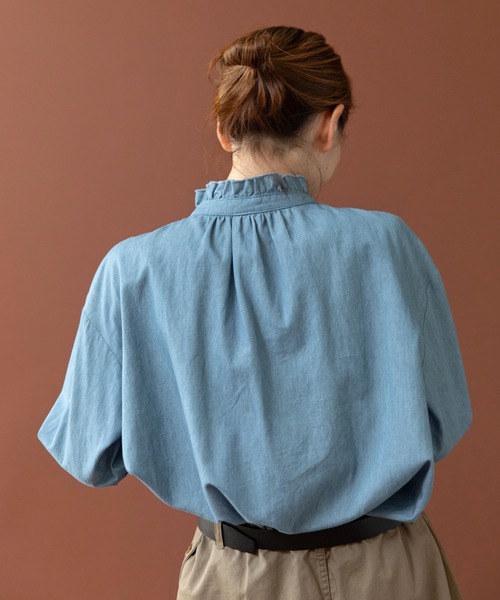 PAR ICI フリルブラウス AMBIDEX Store △○グランジウォッシュ ギャザーフリルブラウス