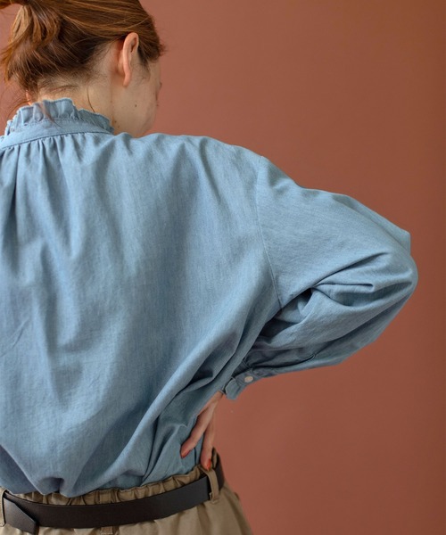 PAR ICI フリルブラウス AMBIDEX Store △○グランジウォッシュ ギャザーフリルブラウス