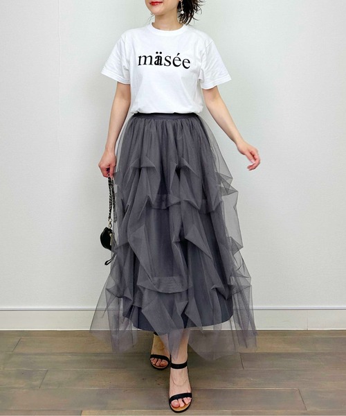 PICCIN PERLA(ピッチンペルラ)の「変形チュールスカート(スカート・レディース・チャコールグレー/ブラック・M)」の15枚目の写真