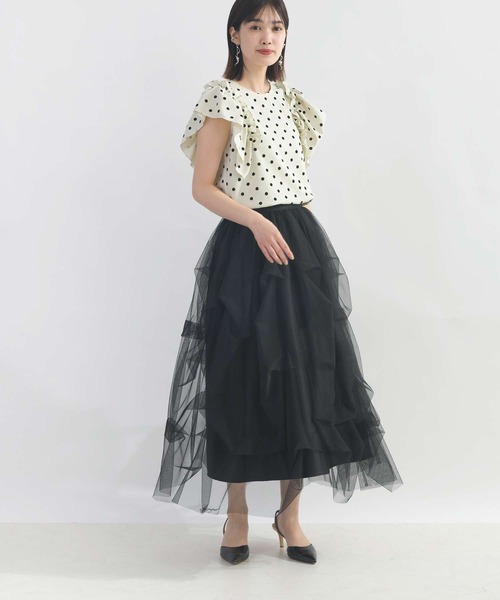 PICCIN PERLA(ピッチンペルラ)の「変形チュールスカート(スカート・レディース・チャコールグレー/ブラック・M)」の6枚目の写真