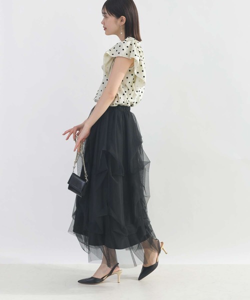 PICCIN PERLA(ピッチンペルラ)の「変形チュールスカート(スカート・レディース・チャコールグレー/ブラック・M)」の7枚目の写真