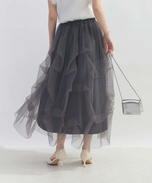PICCIN PERLA(ピッチンペルラ)の「変形チュールスカート(スカート・レディース・チャコールグレー/ブラック・M)」の11枚目の写真