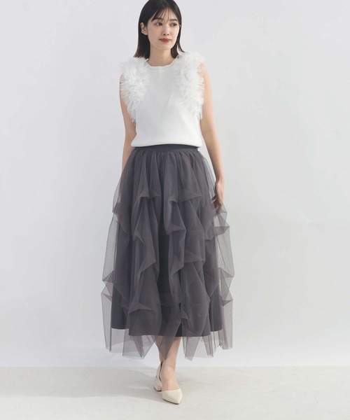 PICCIN PERLA(ピッチンペルラ)の「変形チュールスカート(スカート・レディース・チャコールグレー/ブラック・M)」の12枚目の写真