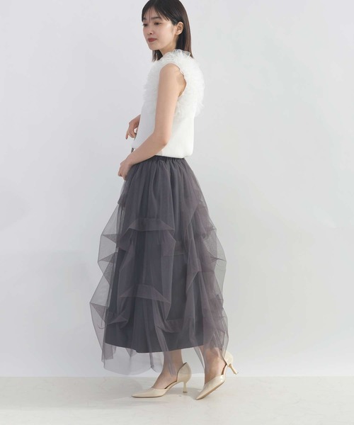 PICCIN PERLA(ピッチンペルラ)の「変形チュールスカート(スカート・レディース・チャコールグレー/ブラック・M)」の13枚目の写真