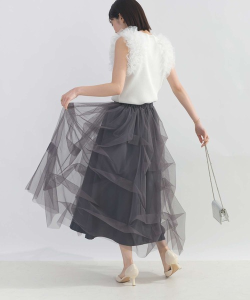 PICCIN PERLA(ピッチンペルラ)の「変形チュールスカート(スカート・レディース・チャコールグレー/ブラック・M)」の14枚目の写真