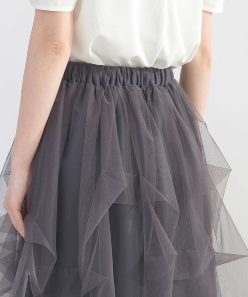 PICCIN PERLA(ピッチンペルラ)の「変形チュールスカート(スカート・レディース・チャコールグレー/ブラック・M)」の19枚目の写真