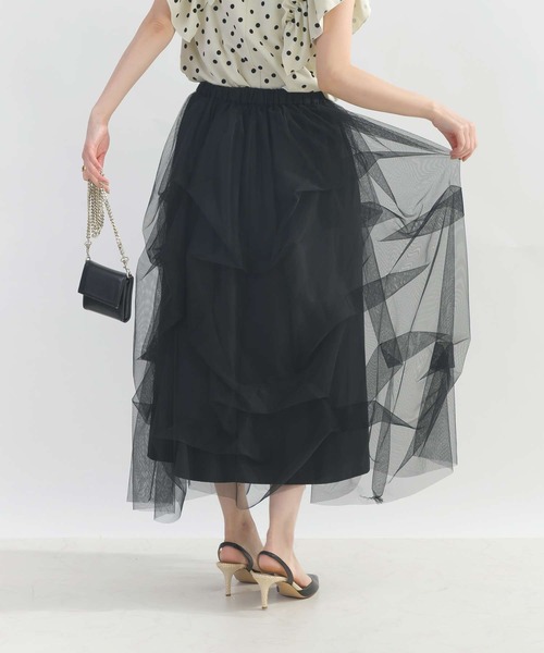 PICCIN PERLA(ピッチンペルラ)の「変形チュールスカート(スカート・レディース・チャコールグレー/ブラック・M)」の5枚目の写真
