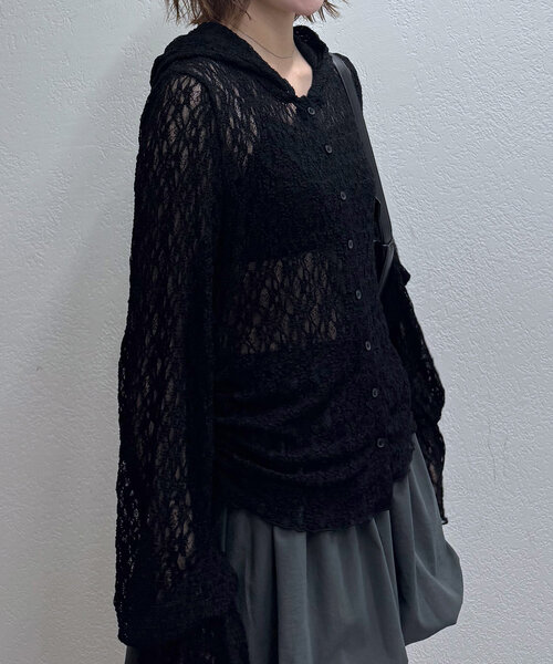 mline（エムライン）の「[mline]フード付き レースドロスト（Tシャツ/カットソー・レディース・ピンク/オフホワイト/アイボリー/ブラック・FREE）」の21枚目の写真