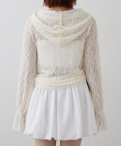 mline（エムライン）の「[mline]フード付き レースドロスト（Tシャツ/カットソー・レディース・ピンク/オフホワイト/アイボリー/ブラック・FREE）」の16枚目の写真