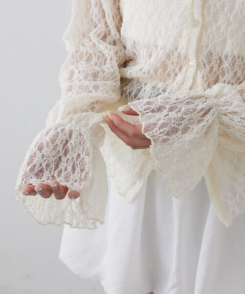 mline（エムライン）の「[mline]フード付き レースドロスト（Tシャツ/カットソー・レディース・ピンク/オフホワイト/アイボリー/ブラック・FREE）」の13枚目の写真