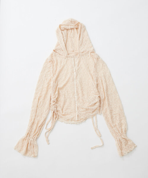 mline（エムライン）の「[mline]フード付き レースドロスト（Tシャツ/カットソー・レディース・ピンク/オフホワイト/アイボリー/ブラック・FREE）」の11枚目の写真